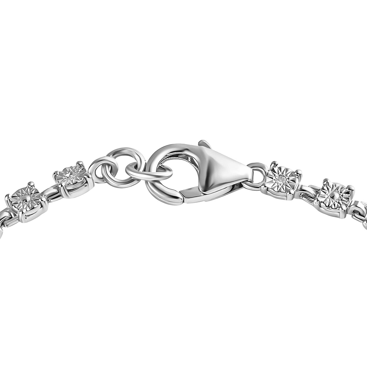 White Diamond Fancy Bracelet (Size - 7.5) in Platinum Overlay Sterling Silver 0.06 ct, Silver Wt. 5.35 Gms 0.057 Ct.