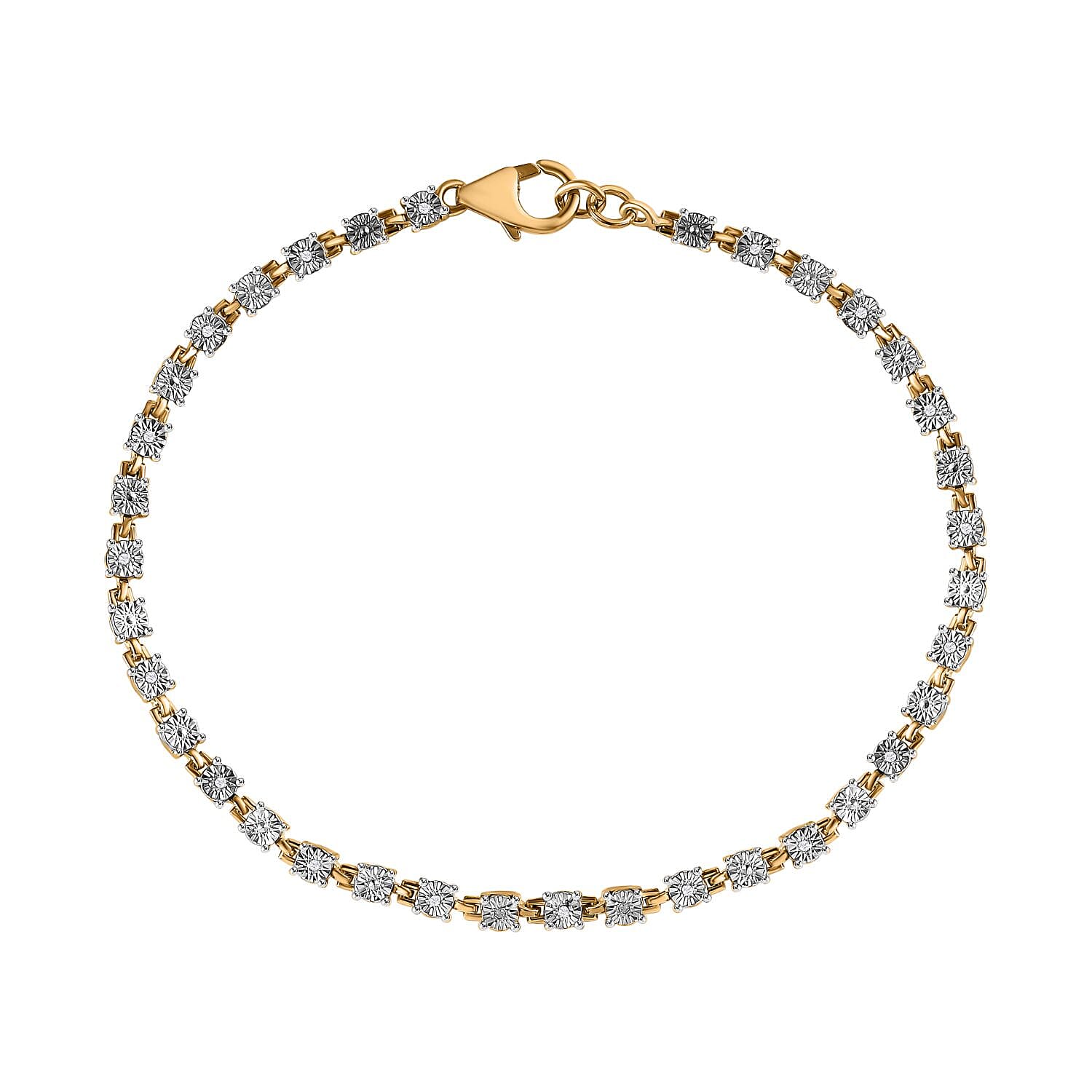 Designer Inspired  - Diamond Bracelet (Size - 7.5) in 18K Yellow Gold Vermeil Plated Sterling Silver