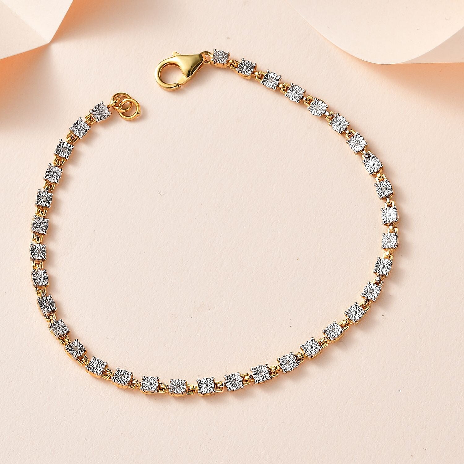 Designer Inspired  - Diamond Bracelet (Size - 7.5) in 18K Yellow Gold Vermeil Plated Sterling Silver