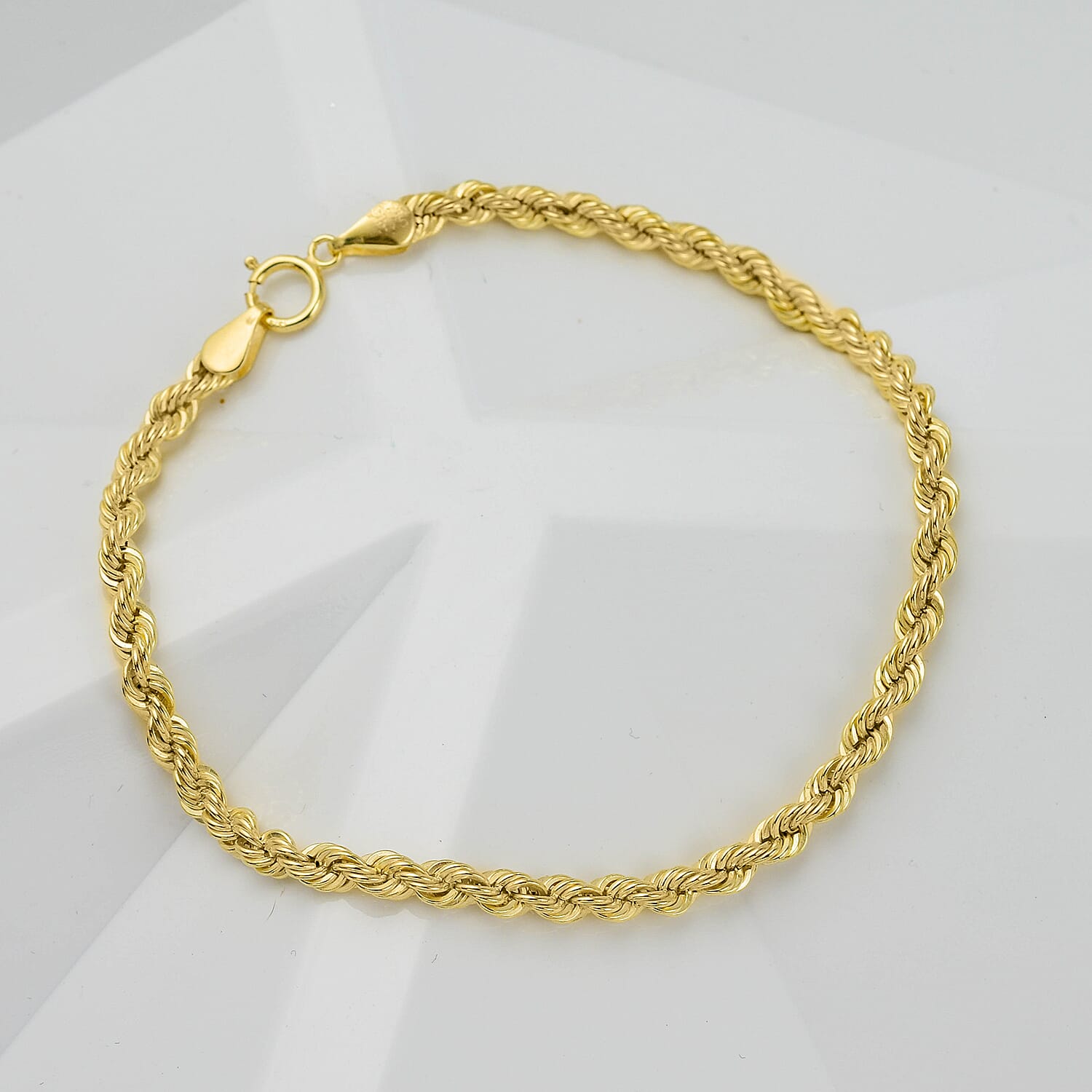 Hatton Garden Closeout - 9K Yellow Gold Rope Bracelet (Size - 7.25)