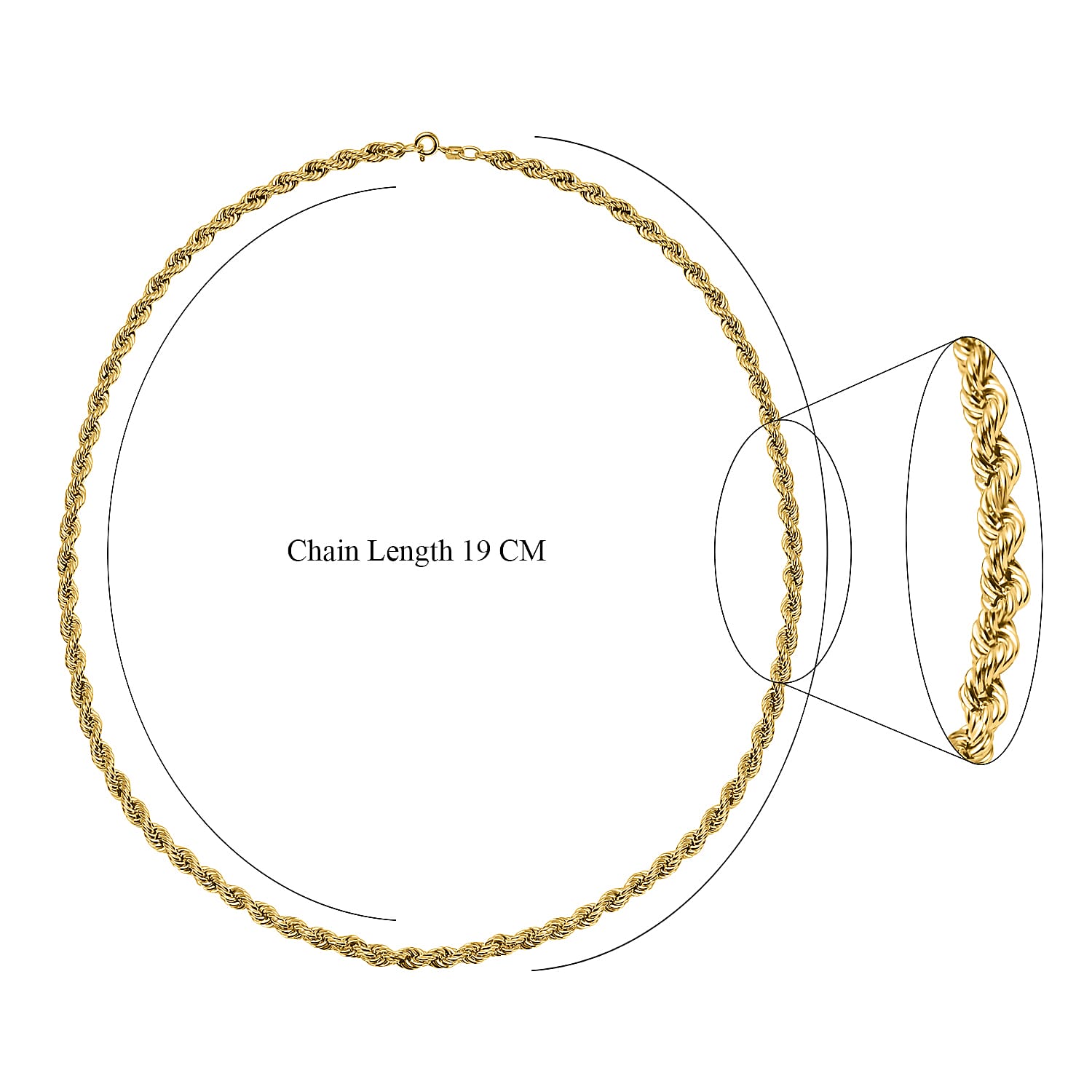 9K Yellow Gold Rope Chain (Size - 22), Gold Wt. 11.05