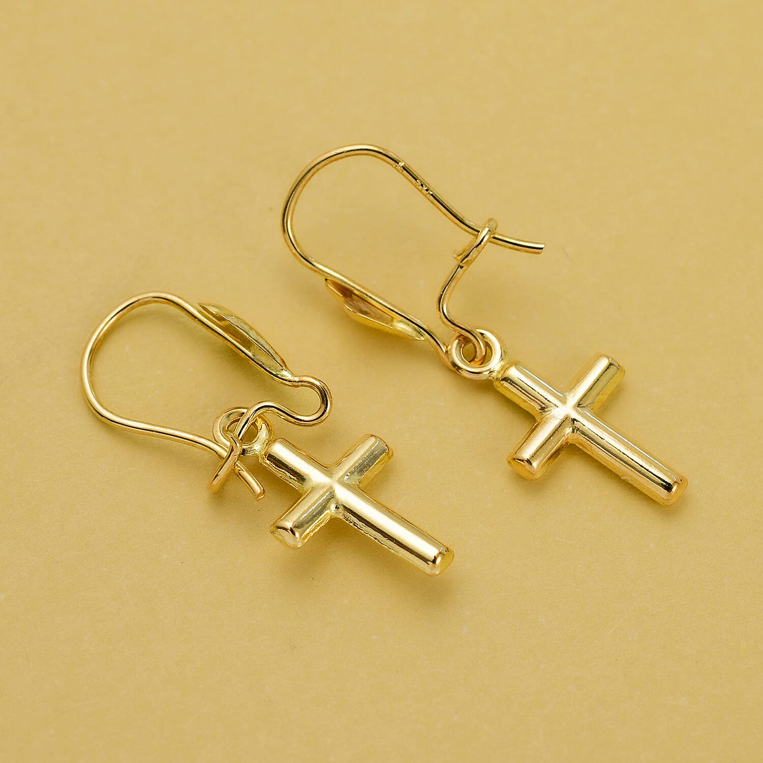 Hatton Garden Close Out - 9K Yellow Gold Cross Drop Earrings