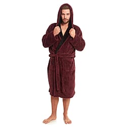 Premium Luxury Toweling Teddy Fleece Mens Robe - Maroon