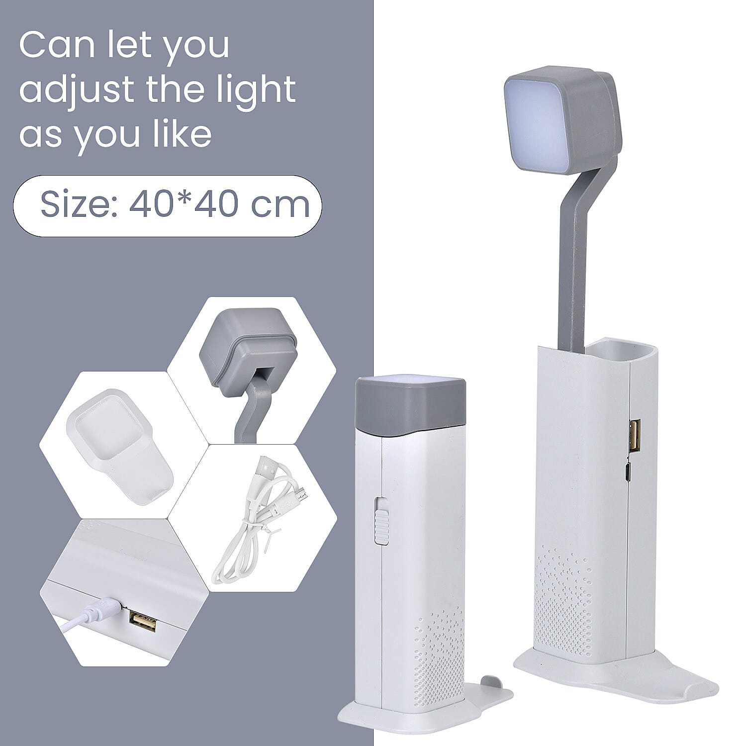 Multifunction Telescopic Table Lamp with 3 Brightness Settings - White