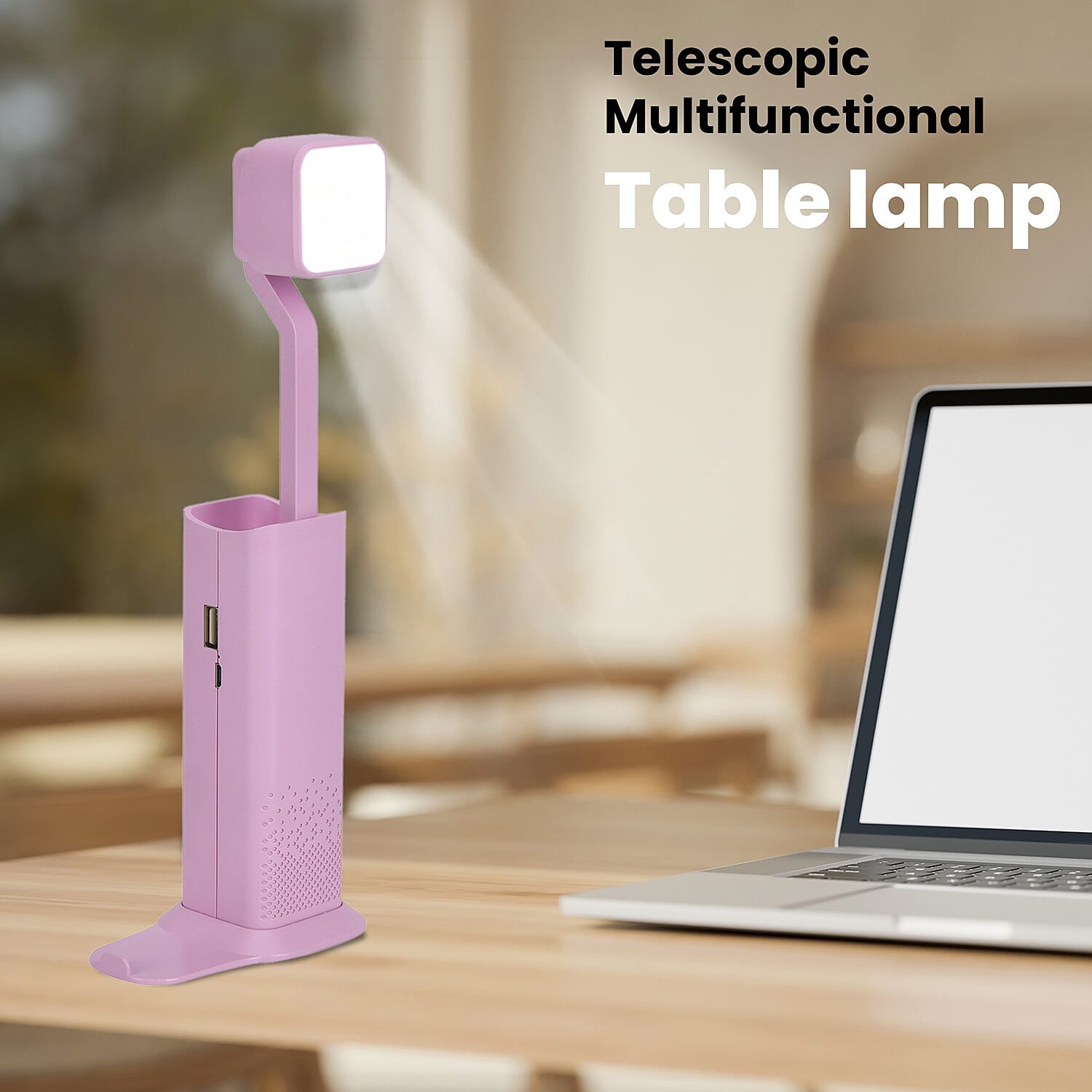 Multifunction Telescopic Table Lamp with 3 Brightness Settings - Pink