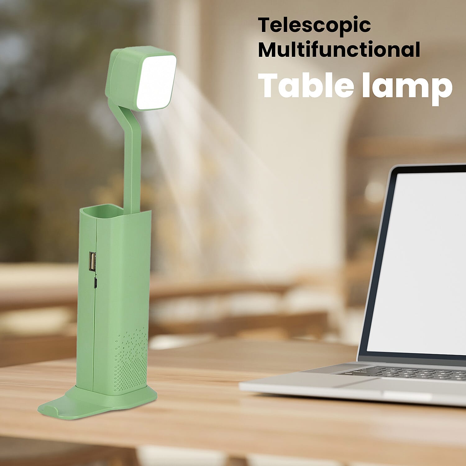 Multifunction Telescopic Table Lamp with 3 Brightness Settings with Powerbank - Green
