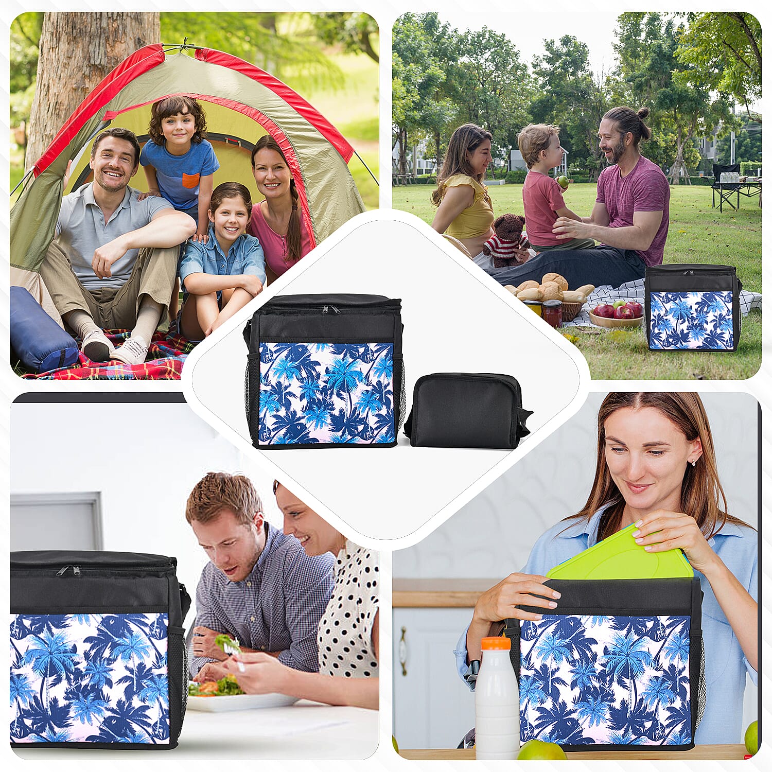 Set of 2 (5L-20L) Floral printed Picnic Cooling Bag - Black Set of 2 (5L-20L) Floral printed Picnic Cooling Bag - Black