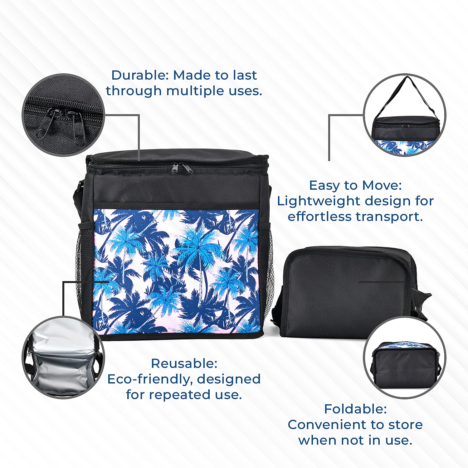 Set of 2 (5L-20L) Floral printed Picnic Cooling Bag - Black Set of 2 (5L-20L) Floral printed Picnic Cooling Bag - Black