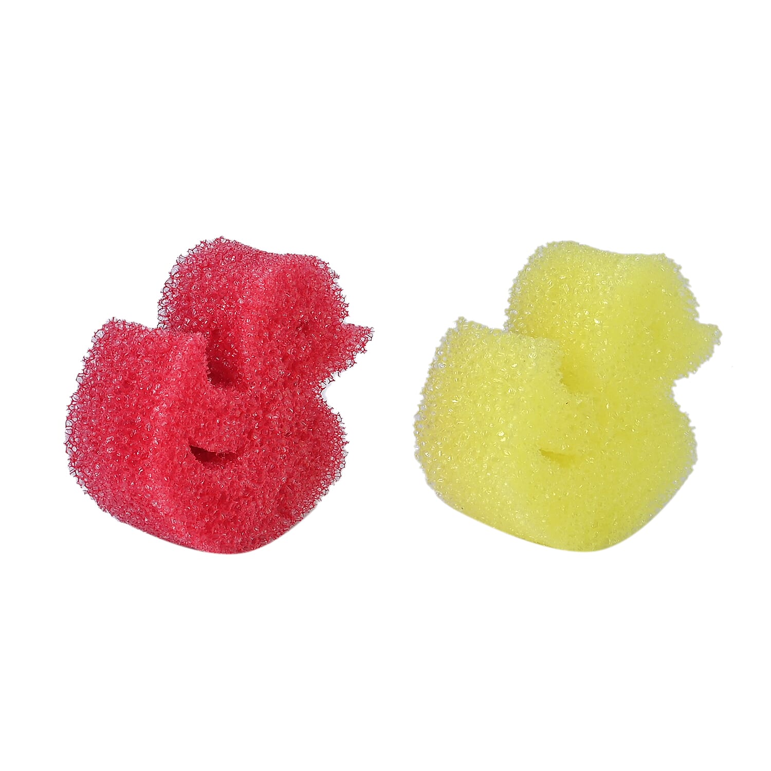 Set of 5 Duck Shaped Scrub Sponge - Red & Yellow