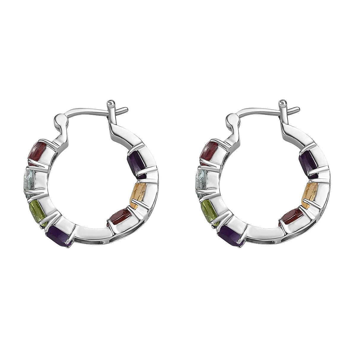 Multi Gemstone Hoop Earrings 5.90 Ct