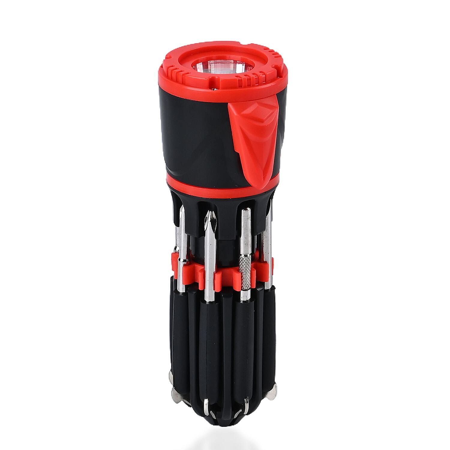 12 in 1 Multifunctional Flashlight ( Inc. 1 LED Light, Taillight, Seat Belt Cutter, 7 Screwdrivers & Many More) 3xAAA Battery (Not Inc.)