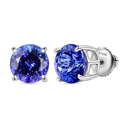 RHAPSODY AAAA Tanzanite Solitaire Stud Earrings in 950 Platinum 5.01 Ct