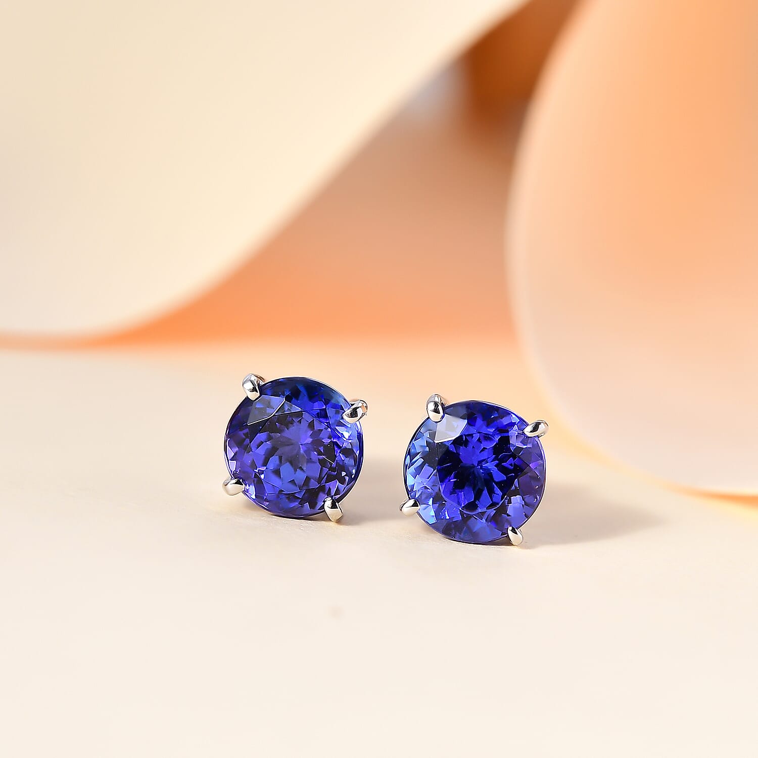 RHAPSODY 950 Platinum AAAA Tanzanite Solitaire Stud Screw Back Earrings 5.01 Ct