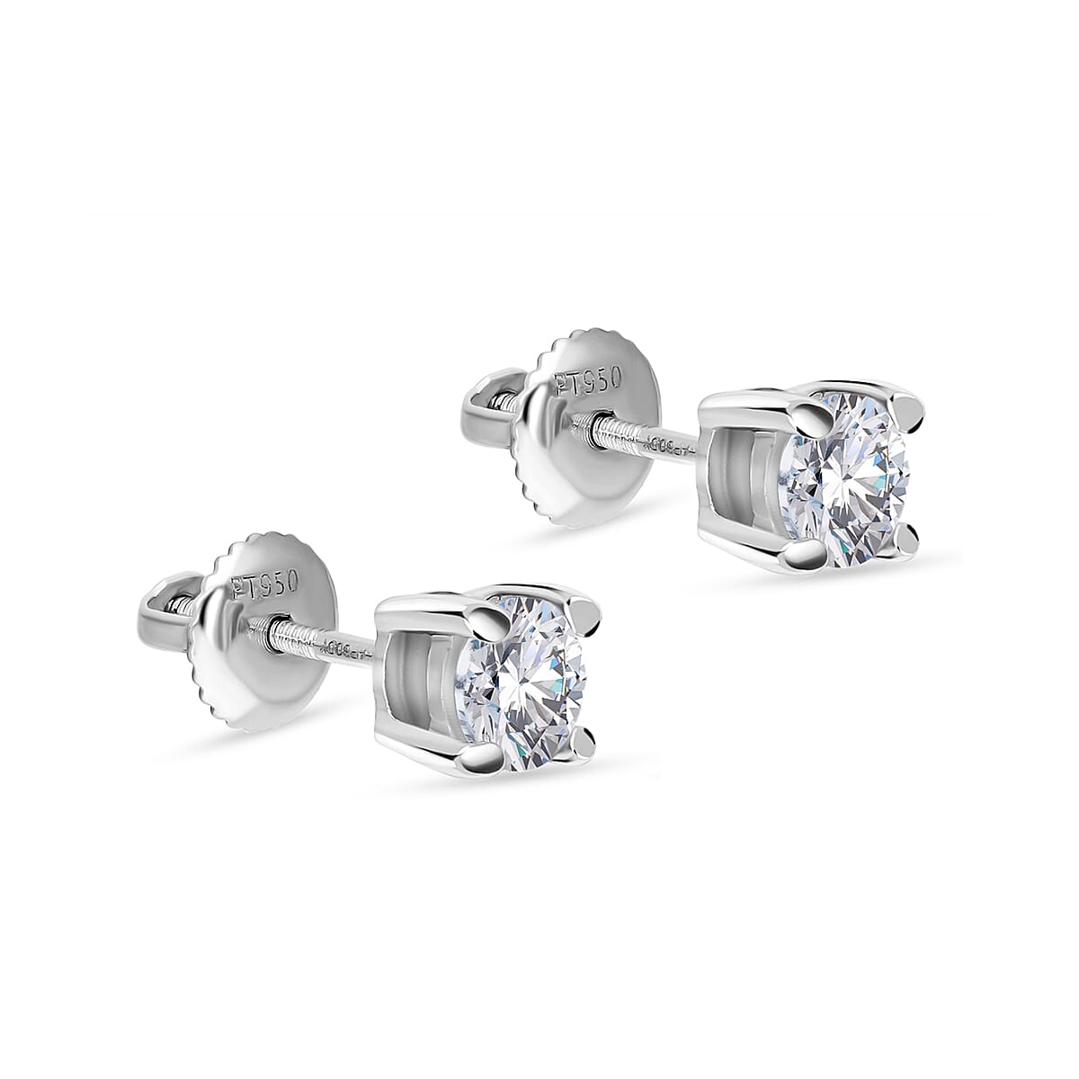 Luxuriant Diamond - 950 Platinum Lab Grown IGI Certified Diamond (VS-EF) Stud Earrings 1.04 Ct