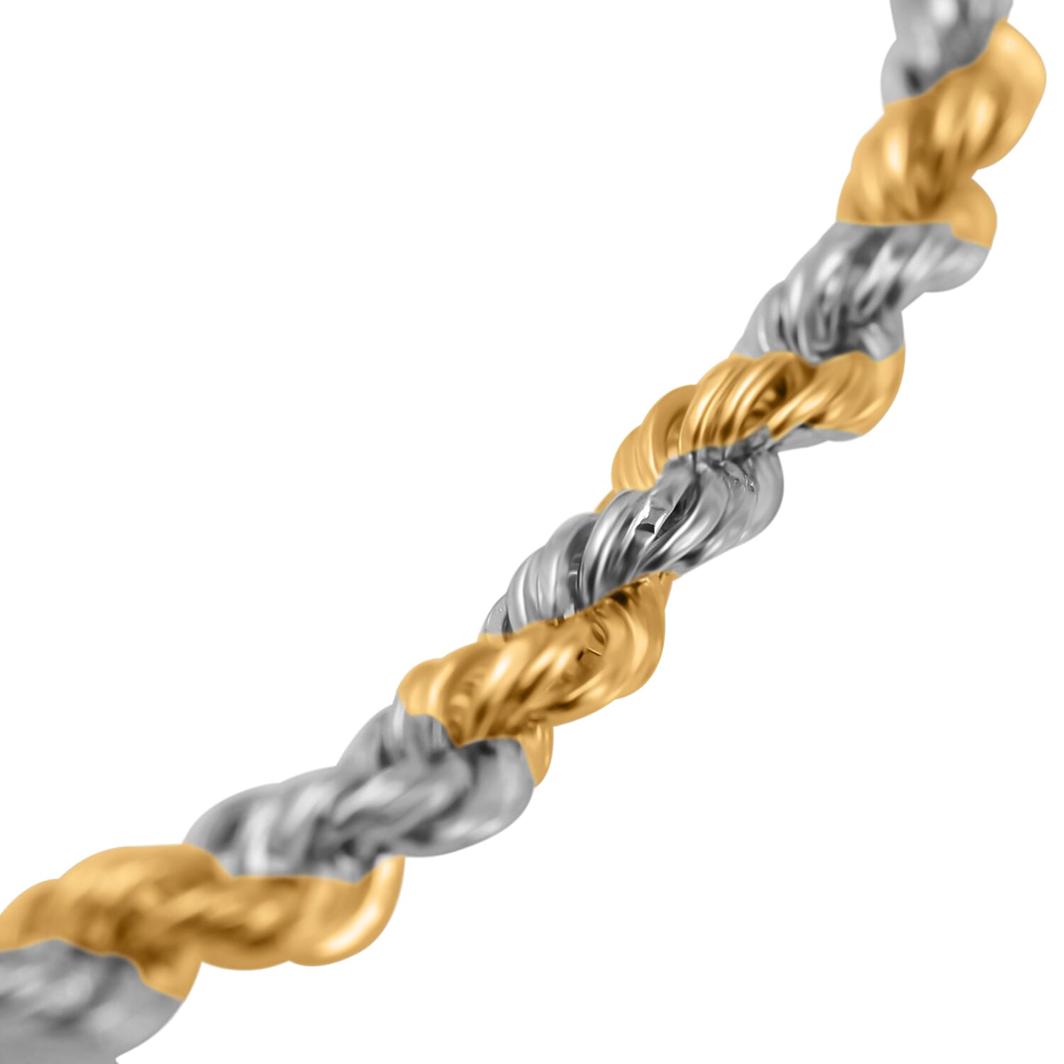 Hatton Garden 9K Yellow and White Gold Rope Bracelet (Size - 7.5)