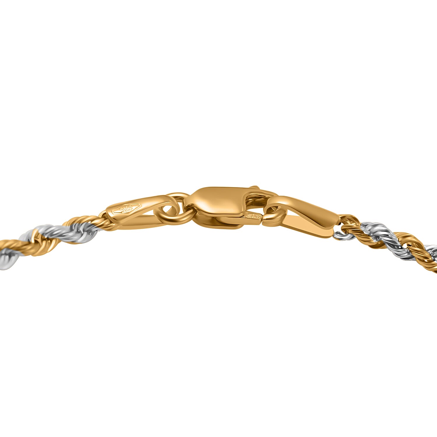 Hatton Garden 9K Yellow and White Gold Rope Bracelet (Size - 7.5)
