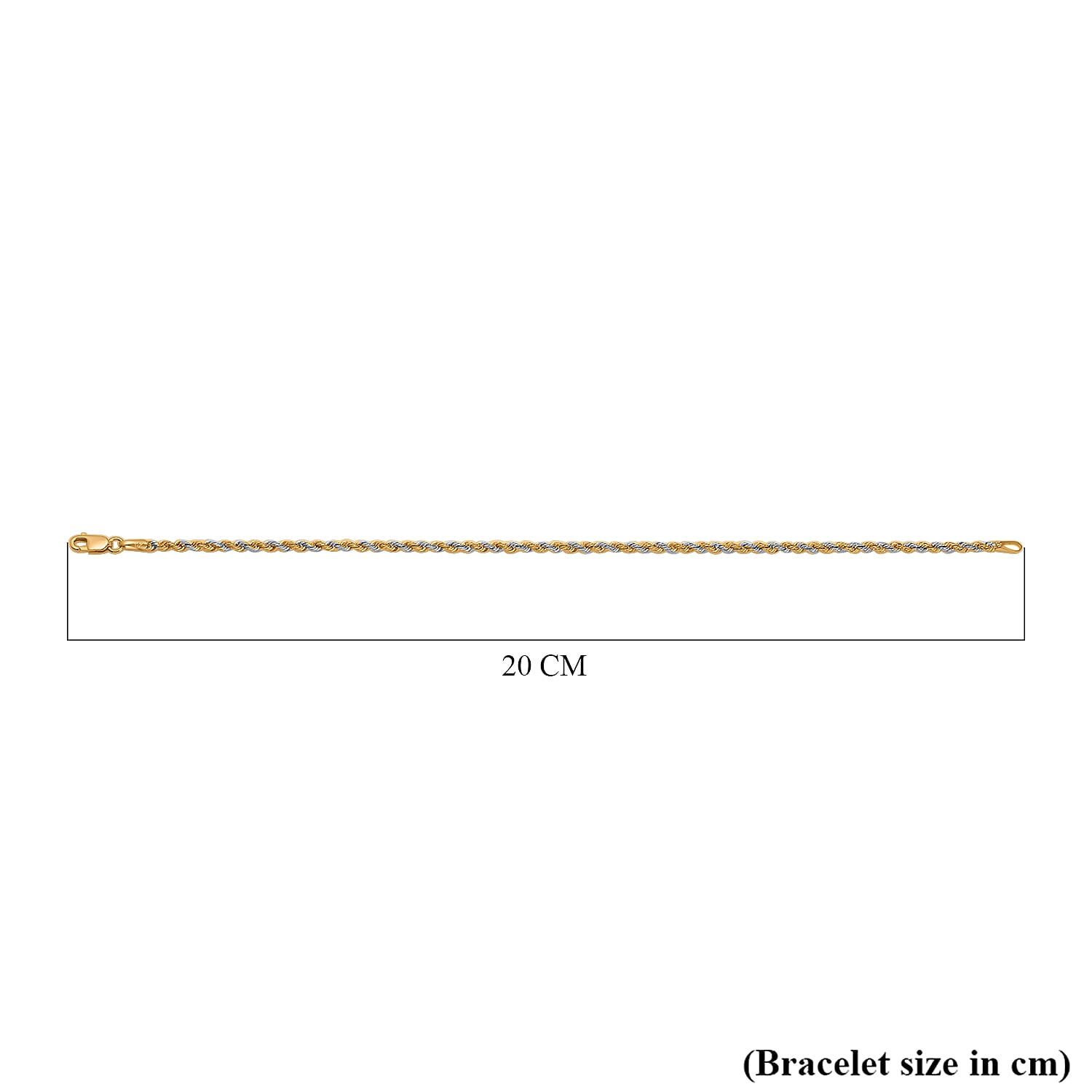 Hatton Garden 9K Yellow and White Gold Rope Bracelet (Size - 7.5)