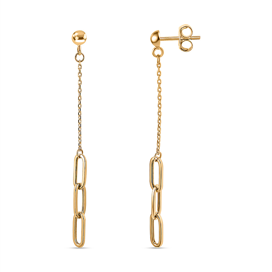 Vicenza Closeout 9K Yellow Gold Paperclip Chain Drop Earrings