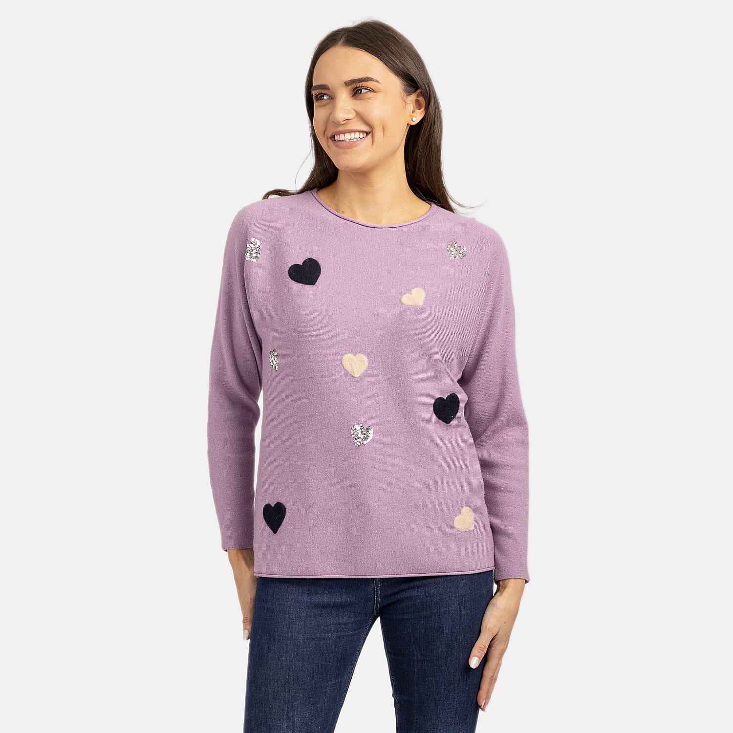 Mudflower Heart Batwing Knitted Jumper - Teal