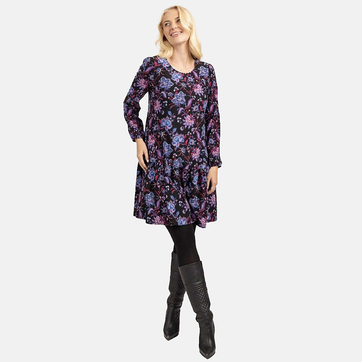 Mudflower Paisley Floral Soft Touch Dress (Size 10) - Purple