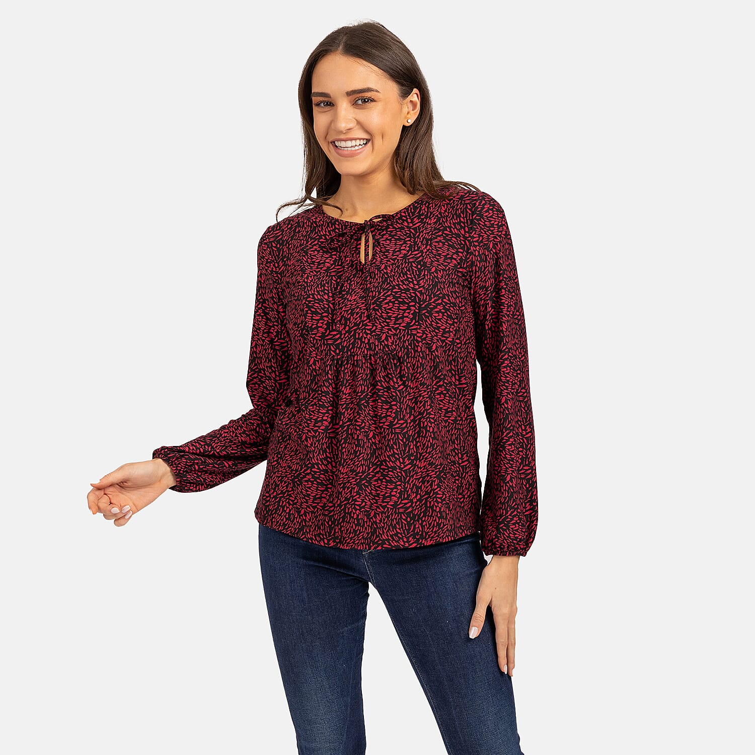 Mudflower Abstract Keyhole Top (Size 12) - Red