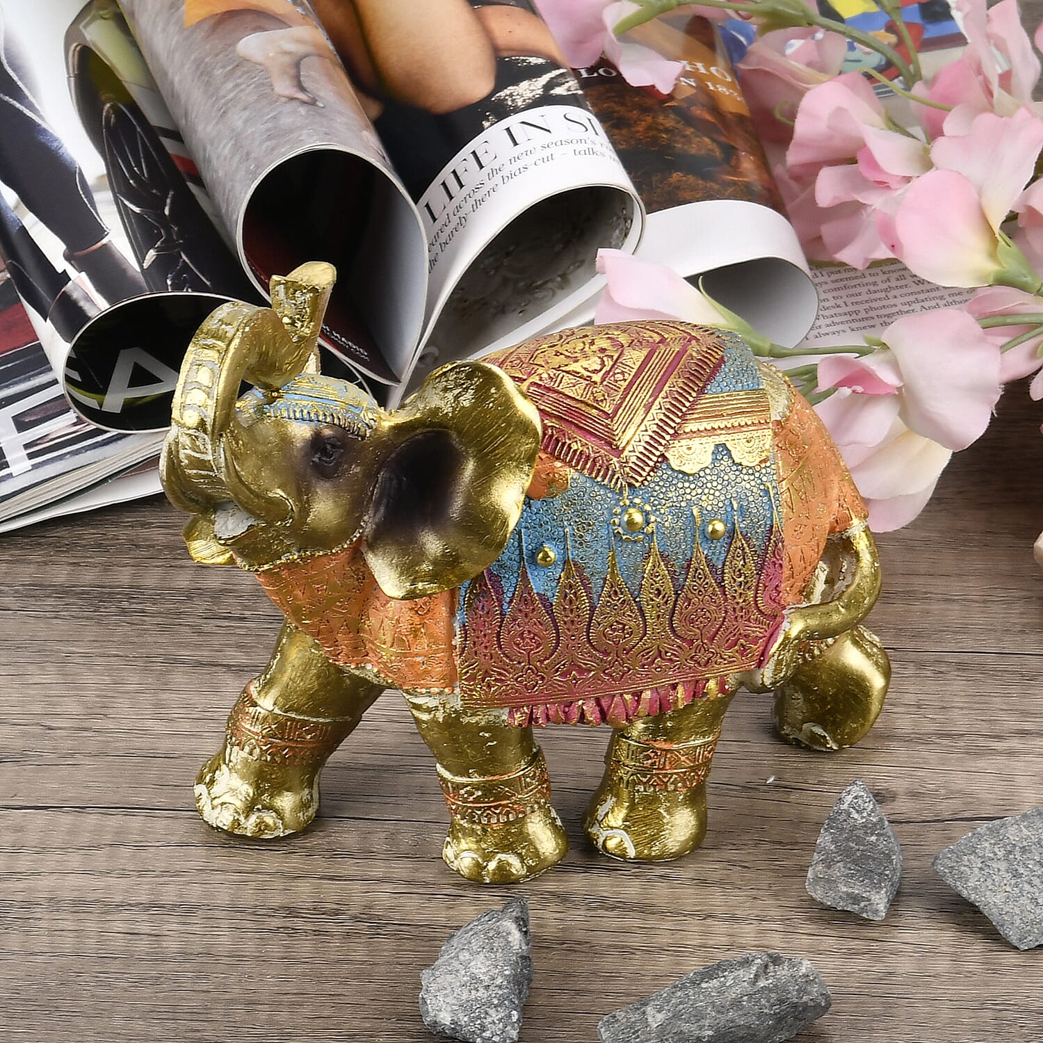 Handcrafted Decorative Elephant Figurine (Size 21x17x9 cm)