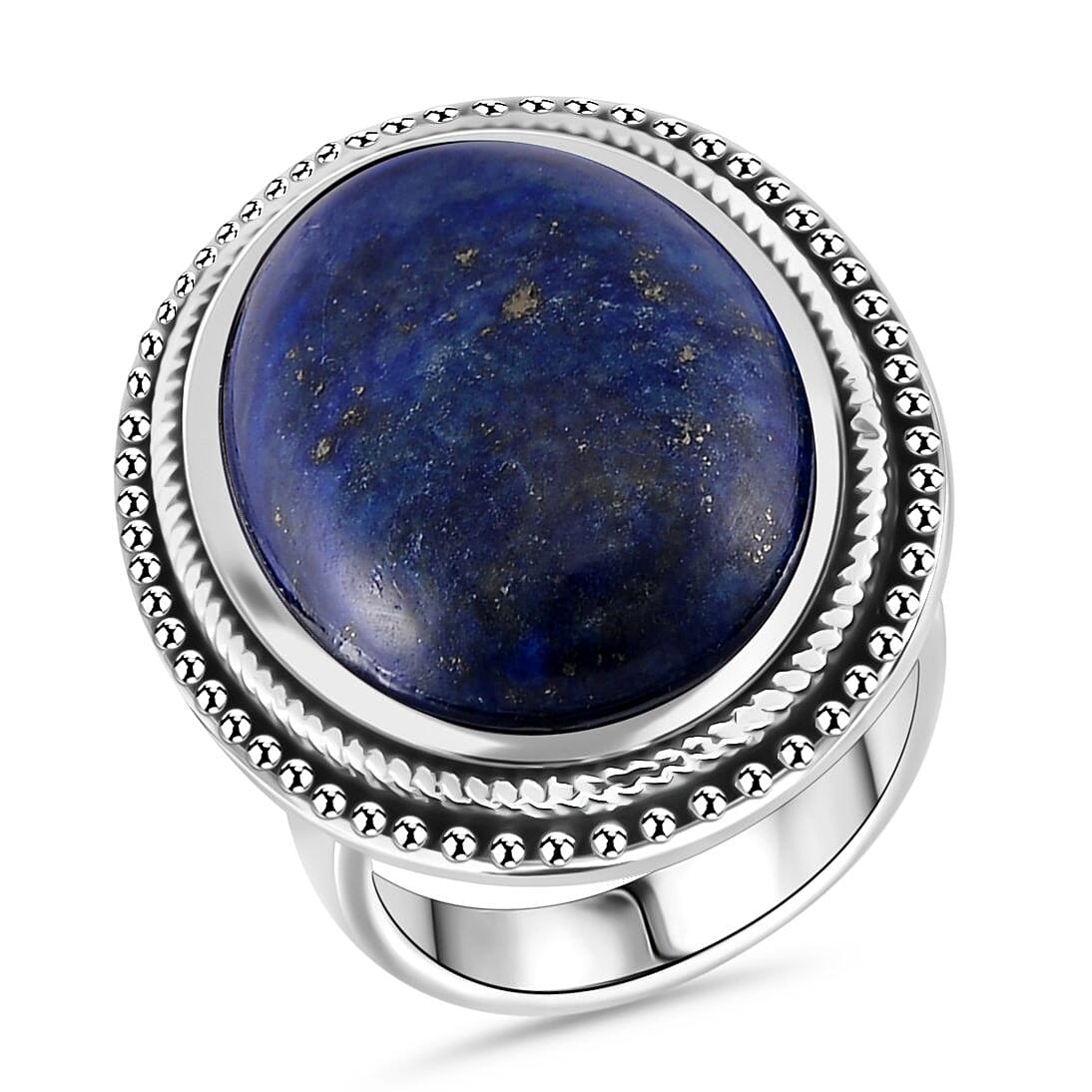 Lapis Lazuli Oval Shape Ring with Oxidized 50.00 Ct.