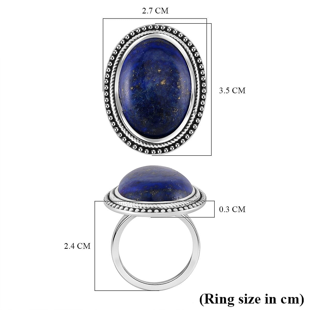 Lapis Lazuli Oval Shape Ring with Oxidized 50.00 Ct.