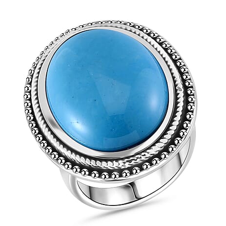 Sleeping Beauty Howlite Oval Shape Ring with Oxidized 50.00 Ct.