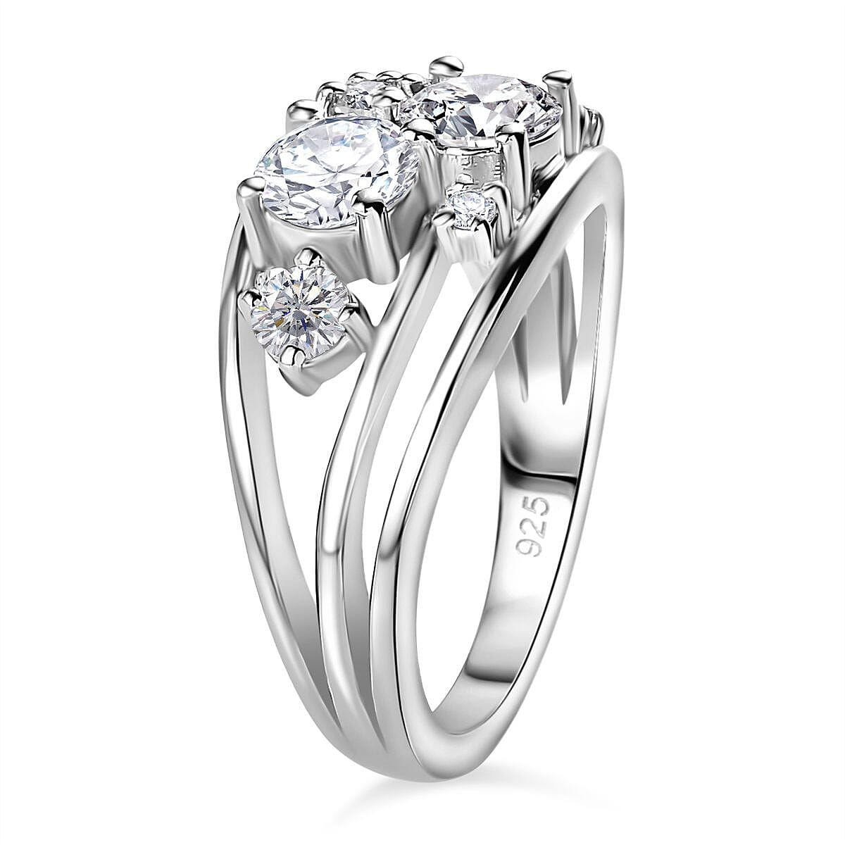 Designer Inspired - Moissanite Bubble Ring in Platinum Overlay Sterling Silver 1.34 Ct.