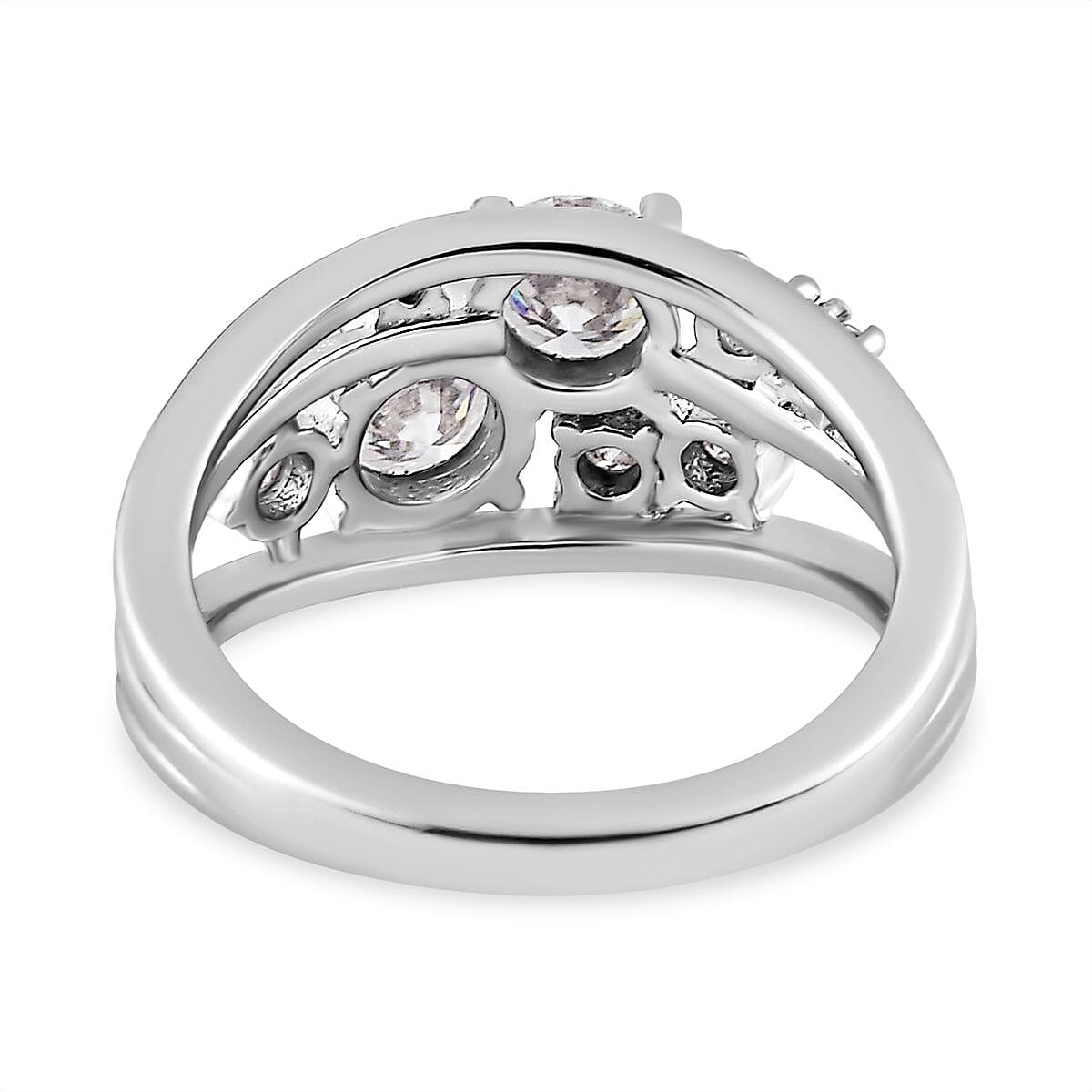 Designer Inspired - Moissanite Bubble Ring in Platinum Overlay Sterling Silver 1.34 Ct.