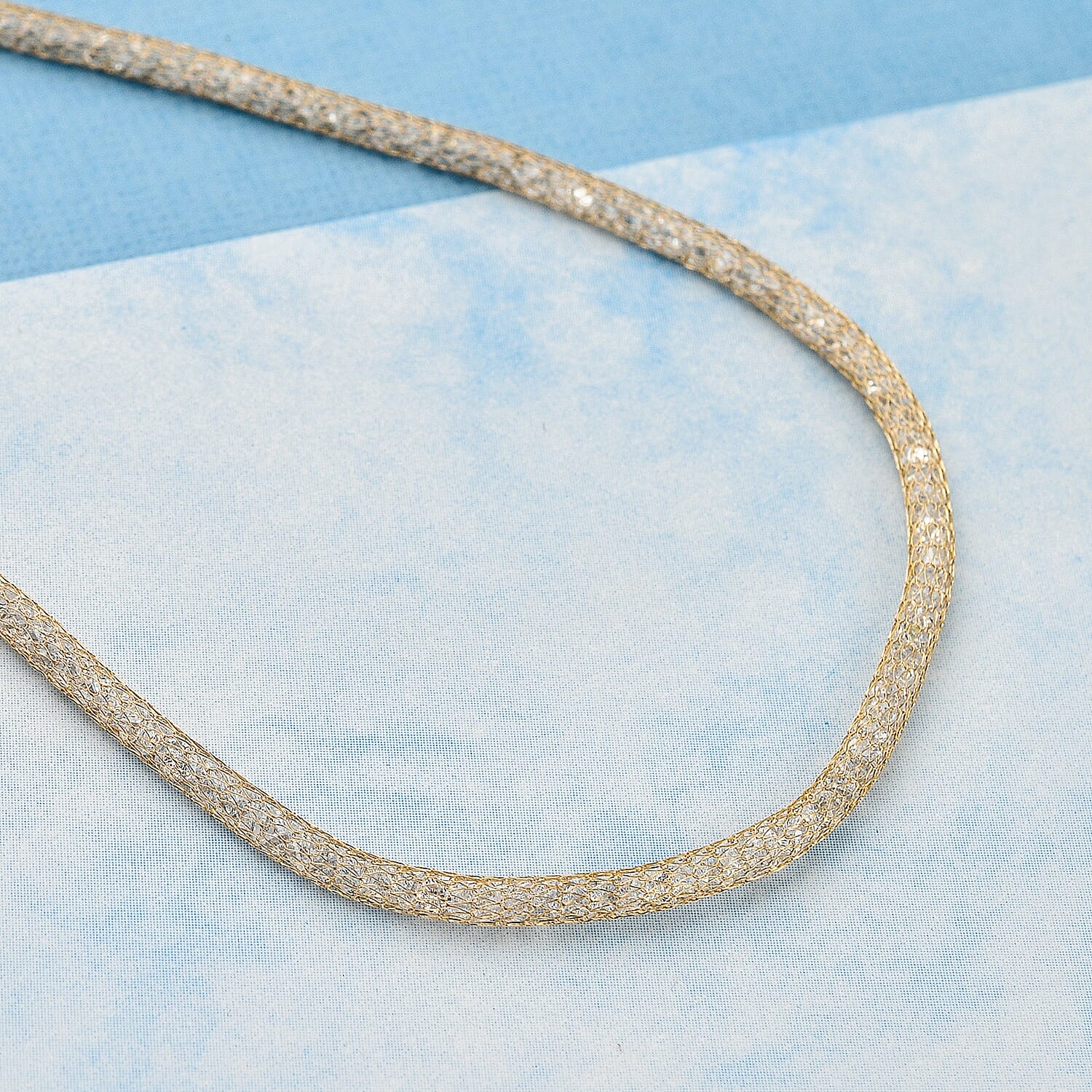 Close Out Deal  - 9K Yellow Gold Cubic Zirconia Crochet Necklace (Size - 20)