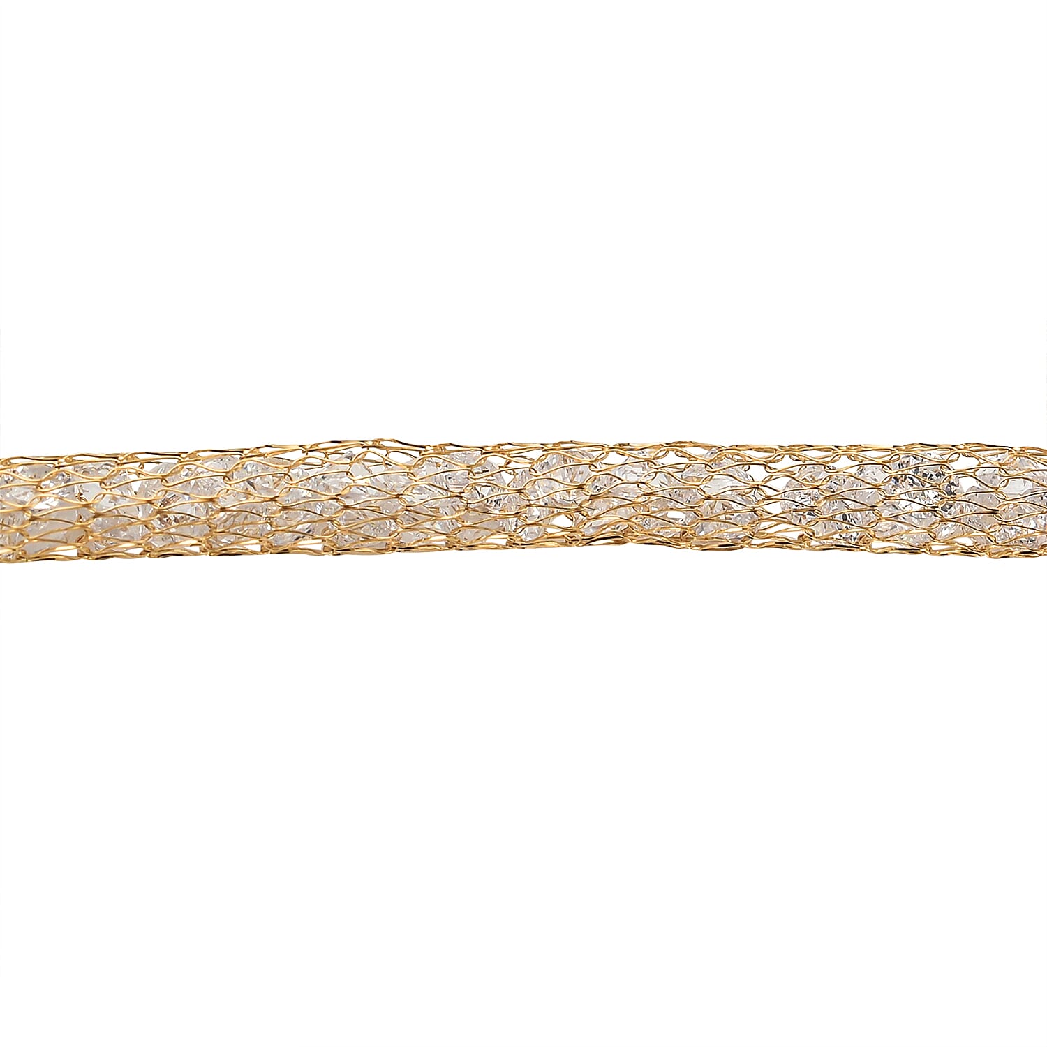 Close Out Deal  - 9K Yellow Gold Cubic Zirconia Crochet Necklace (Size - 20)