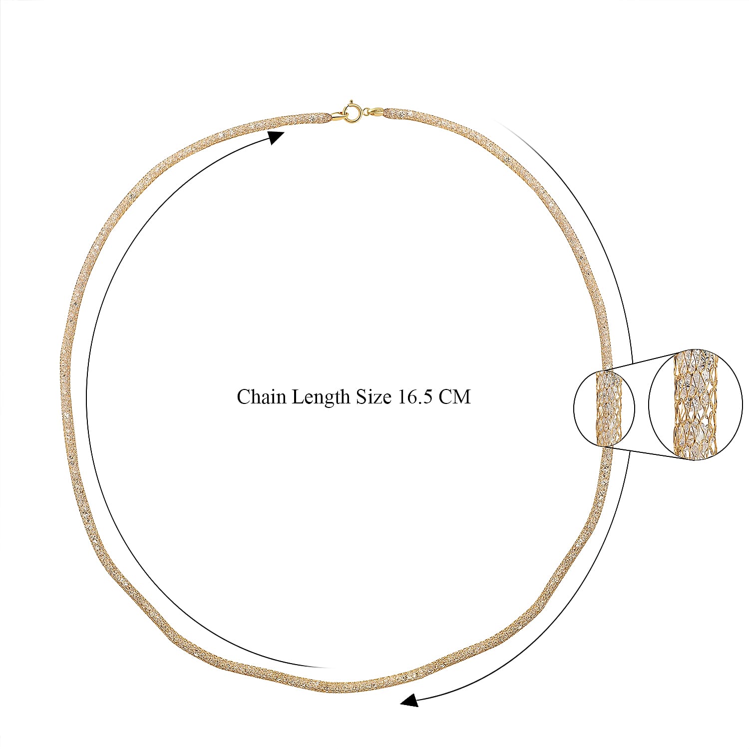 Close Out Deal  - 9K Yellow Gold Cubic Zirconia Crochet Necklace (Size - 20)