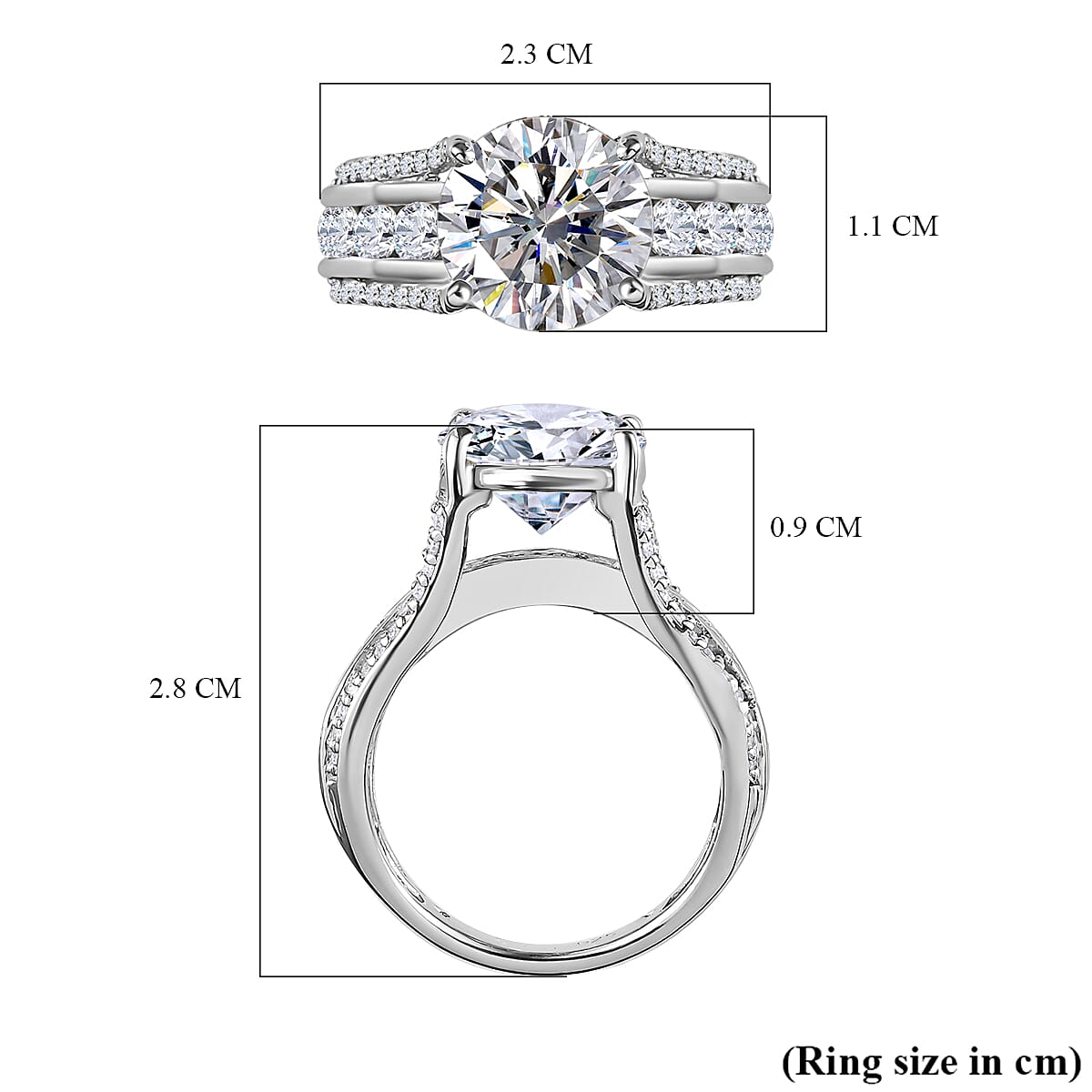 Exclusive Edition - Moissanite Bridge Ring in Platinum Overlay Sterling Silver 4.98 Ct, Silver Wt. 5.49 Gms