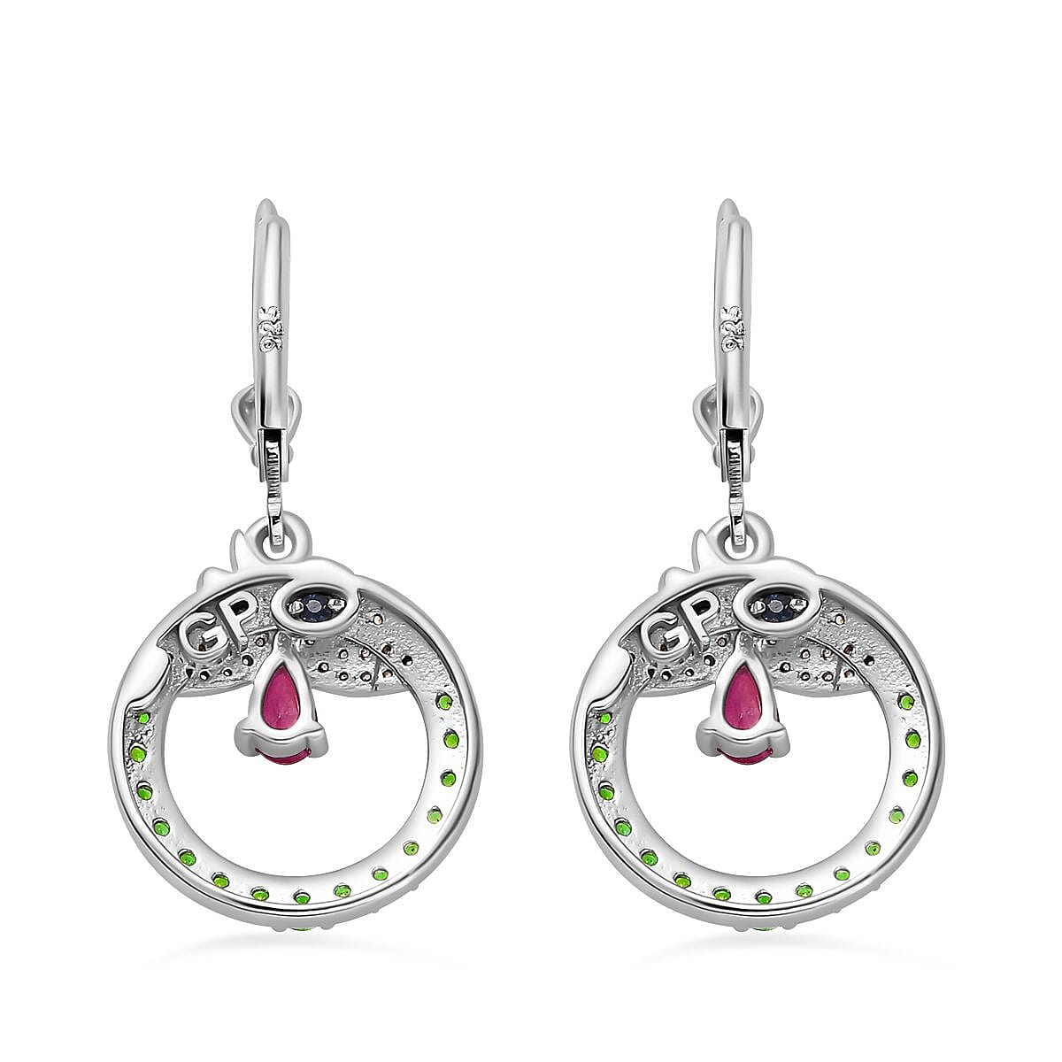 GP Italian Garden Collection - African Ruby, Natural Chrome Diopside & Natural Zircon Hoop Earrings in Sterling Silver GP Italian Garden Collection - African Ruby, Natural Chrome Diopside & Natural Zircon Hoop Earrings in Sterling Silver