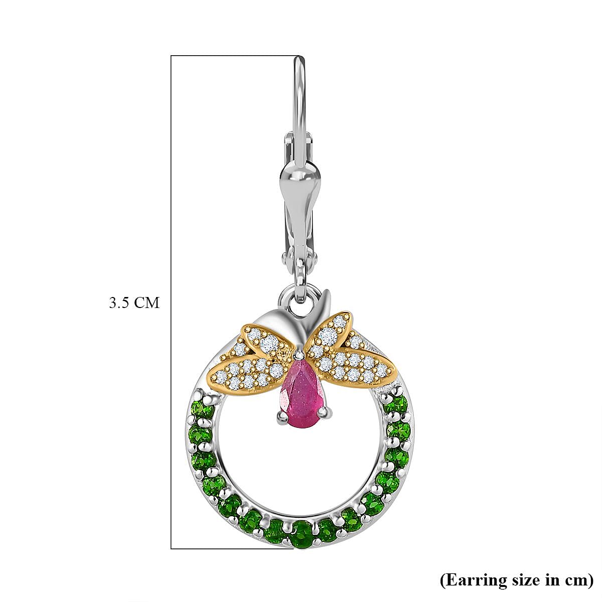 GP Italian Garden Collection - African Ruby, Natural Chrome Diopside & Natural Zircon Hoop Earrings in Sterling Silver GP Italian Garden Collection - African Ruby, Natural Chrome Diopside & Natural Zircon Hoop Earrings in Sterling Silver