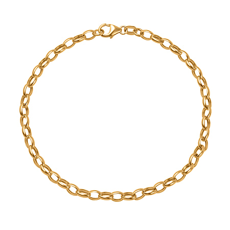 Hatton Garden Closeout 9K Yellow Gold Oval Belcher Bracelet (Size - 7.5)