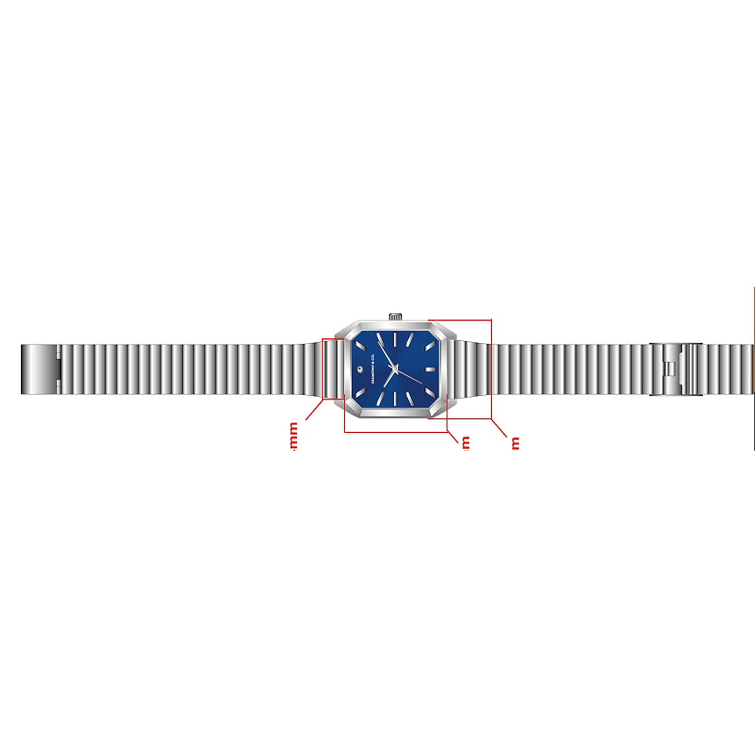 The Diamond & Co. Ladies Watch with Genuine Diamond with Blue Square Dial with in Two Tone