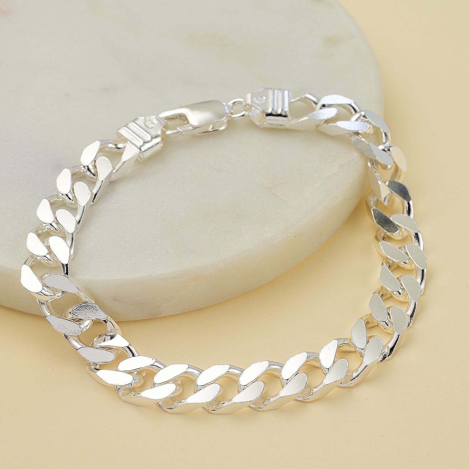 Italian Close Out - Sterling Silver Curb Bracelet (Size - 8),  Silver Wt. 30.0 Gms