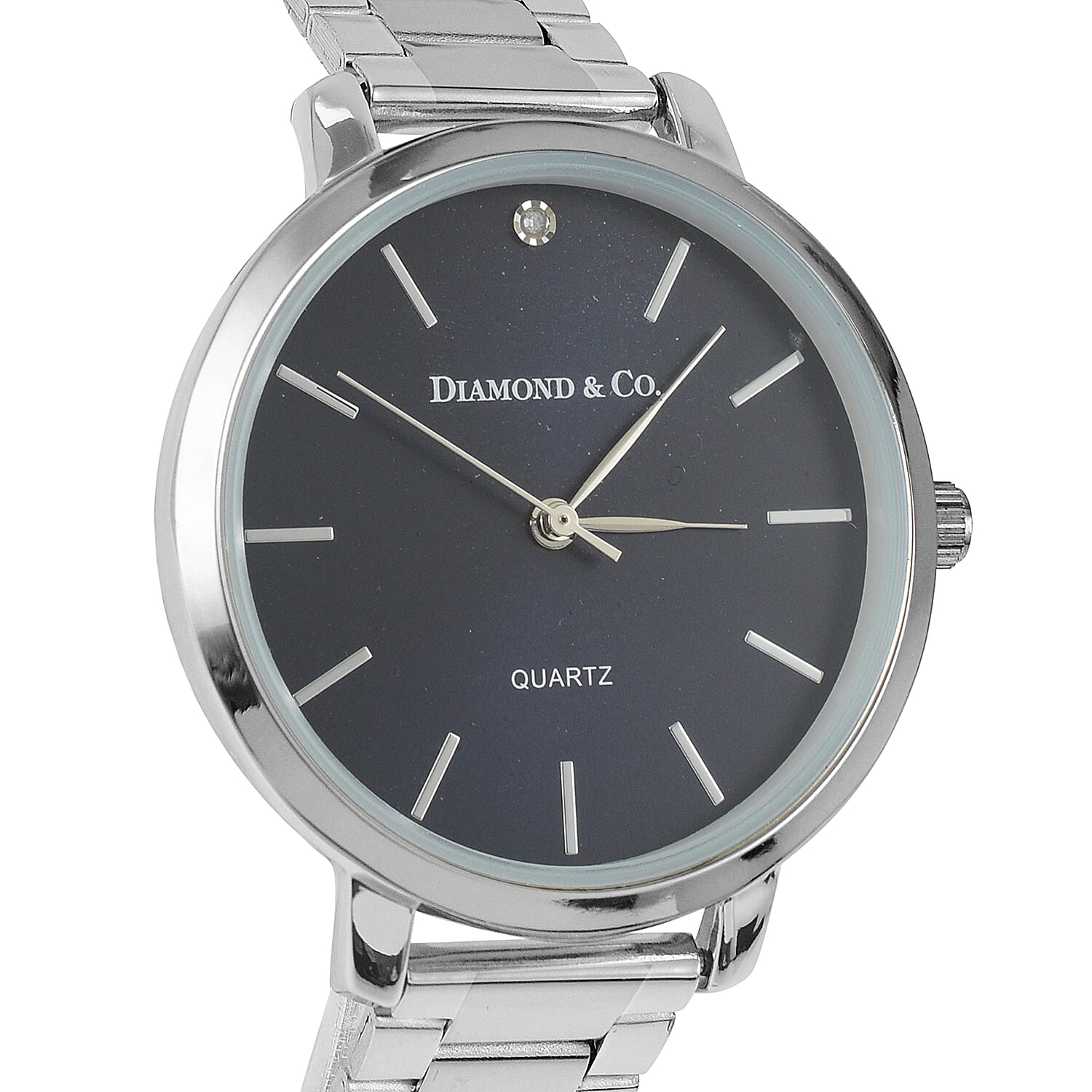 The Diamond & Co. Ladies Watch with Genuine 1mm Diamond on the Teal Dial With Stainless Steel Bracelet.