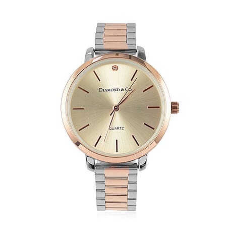 The Diamond & Co. Ladies Watch with Genuine Diamond Rose Gold Dial