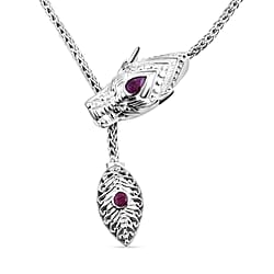 Royal Bali Collection - Amethyst Dragon Necklace (Size 24) in Sterling Silver, Silver Wt 30.60 GM