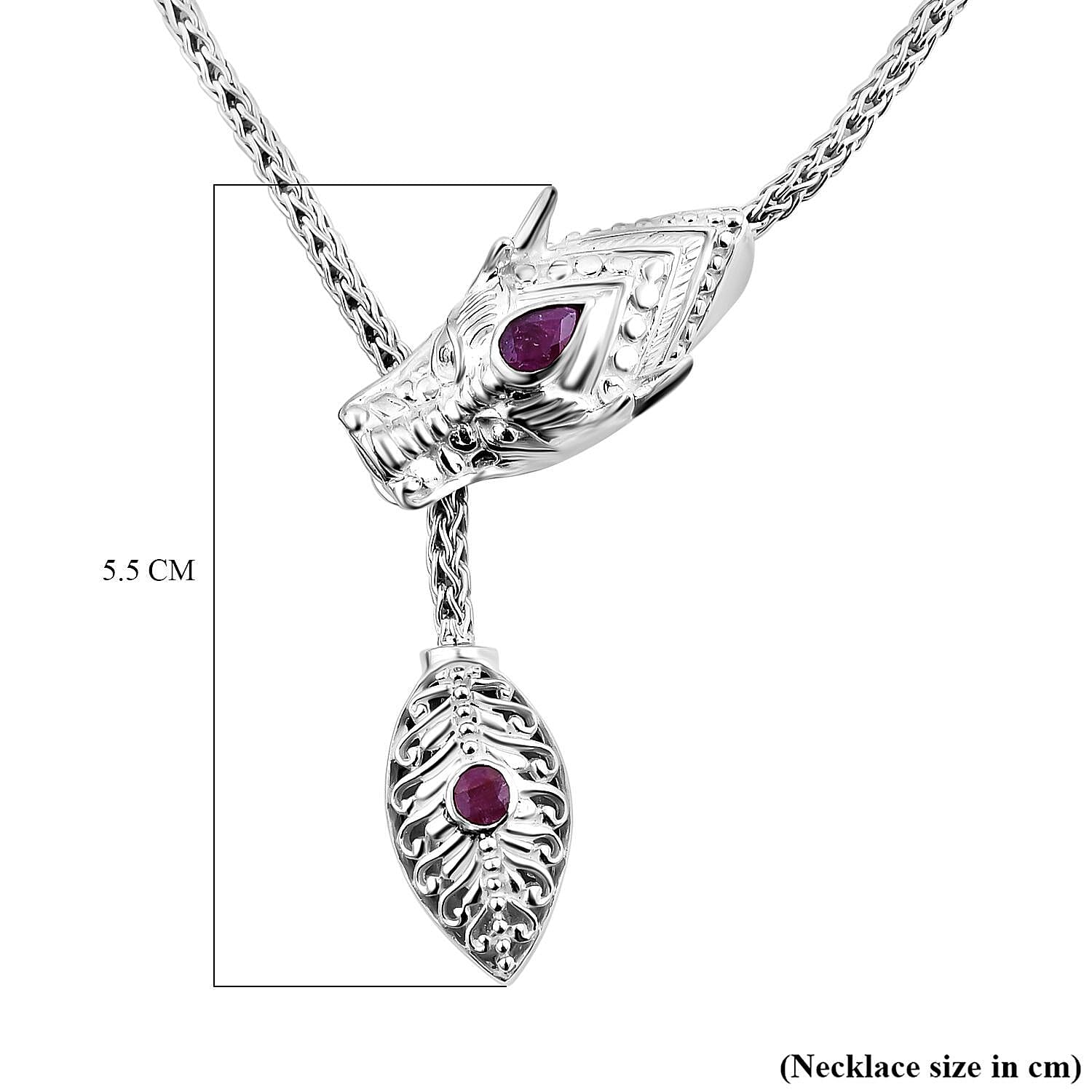 Royal Bali African Ruby Necklace Sterling Silver 0.38 ct, Silver Wt. 33.8 Gms 0.380 Ct.