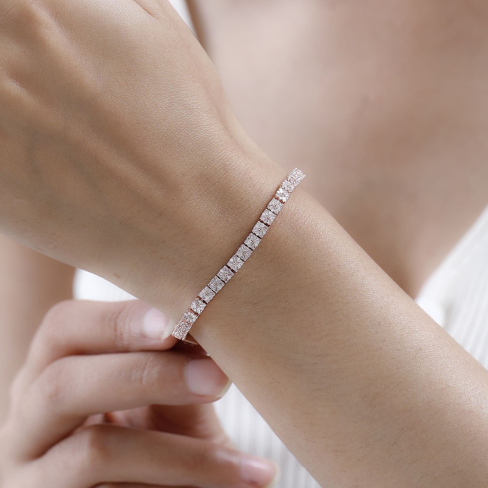 Limited Edition- 9K Rose Gold SGL Certified Natural Pink Diamond Tennis Bracelet (Size - 7.5) 2.11 Ct, Gold Wt. 11.73 Gms
