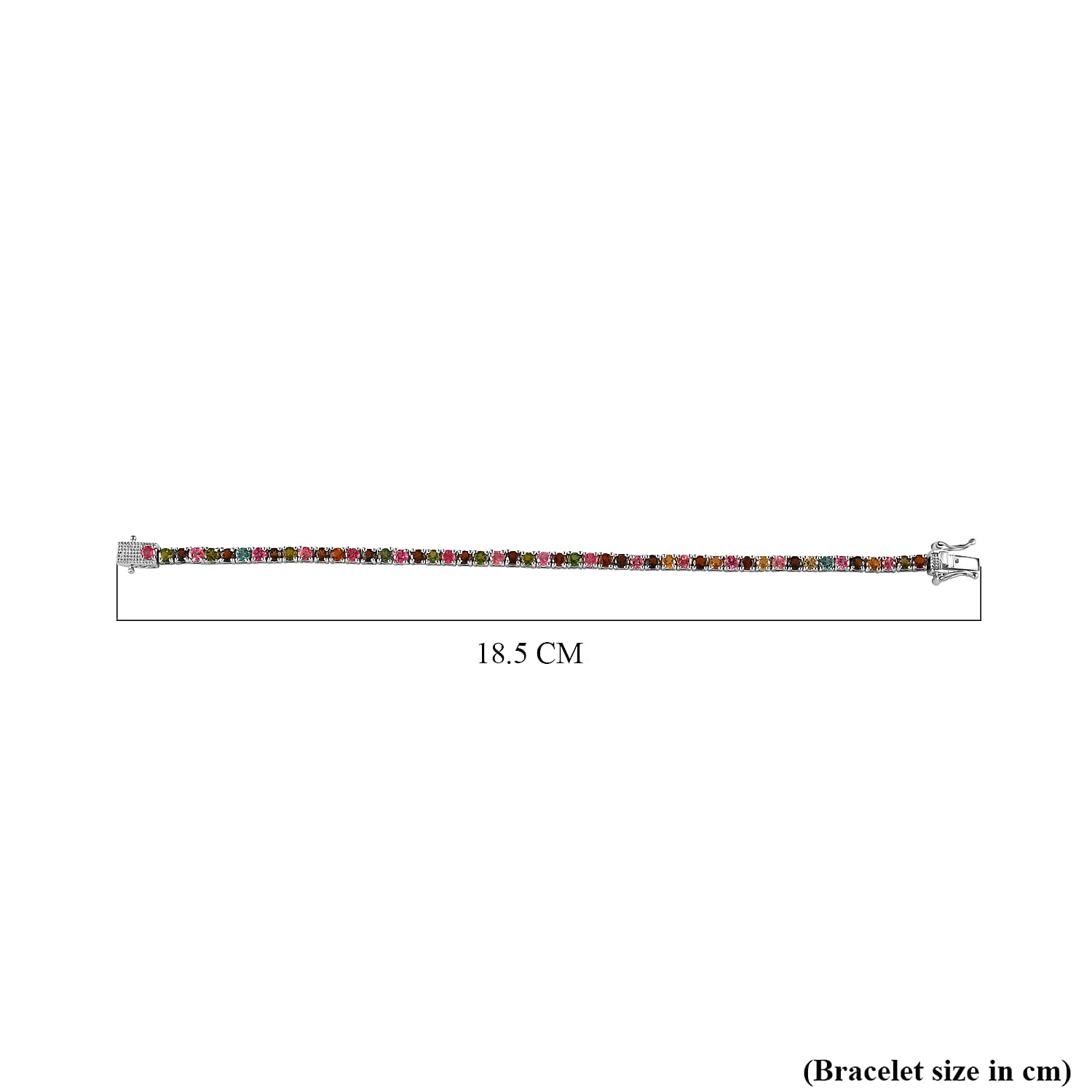Multi-Tourmaline Tennis Bracelet (Size - 7) in Platinum Overlay Sterling Silver 6.78 Ct, Silver Wt 9.60 GM