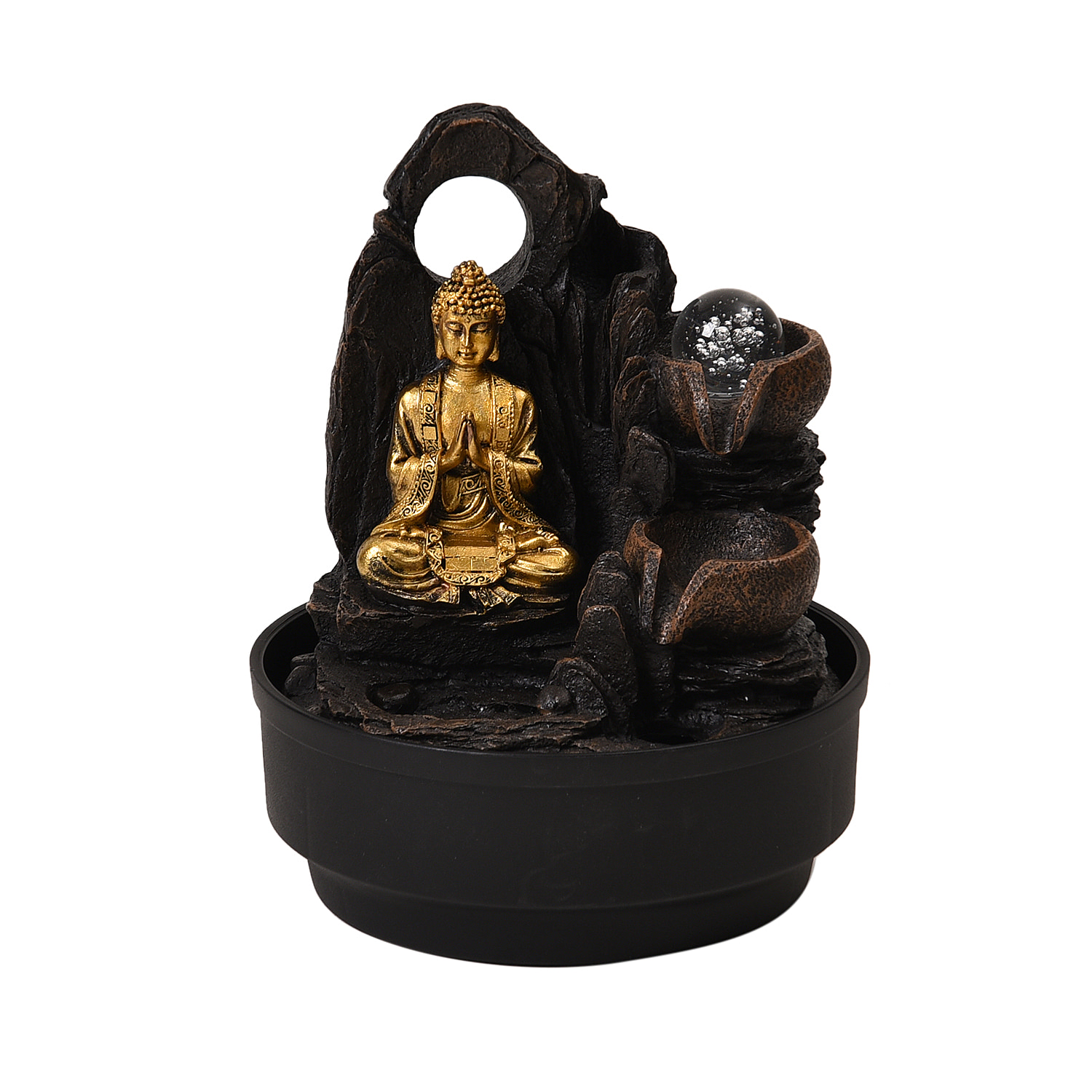 2-In-1 Buddha Water Fountain and Incense Burner With Light (30pcs Incense)