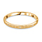 Designer Inspired-White Austrian Crystal Bangle (Size - 7) in Yellow Gold Tone