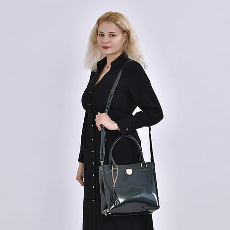 Stylish Patterned Crossbody Bag (Size 30x13x25 cm) - Green