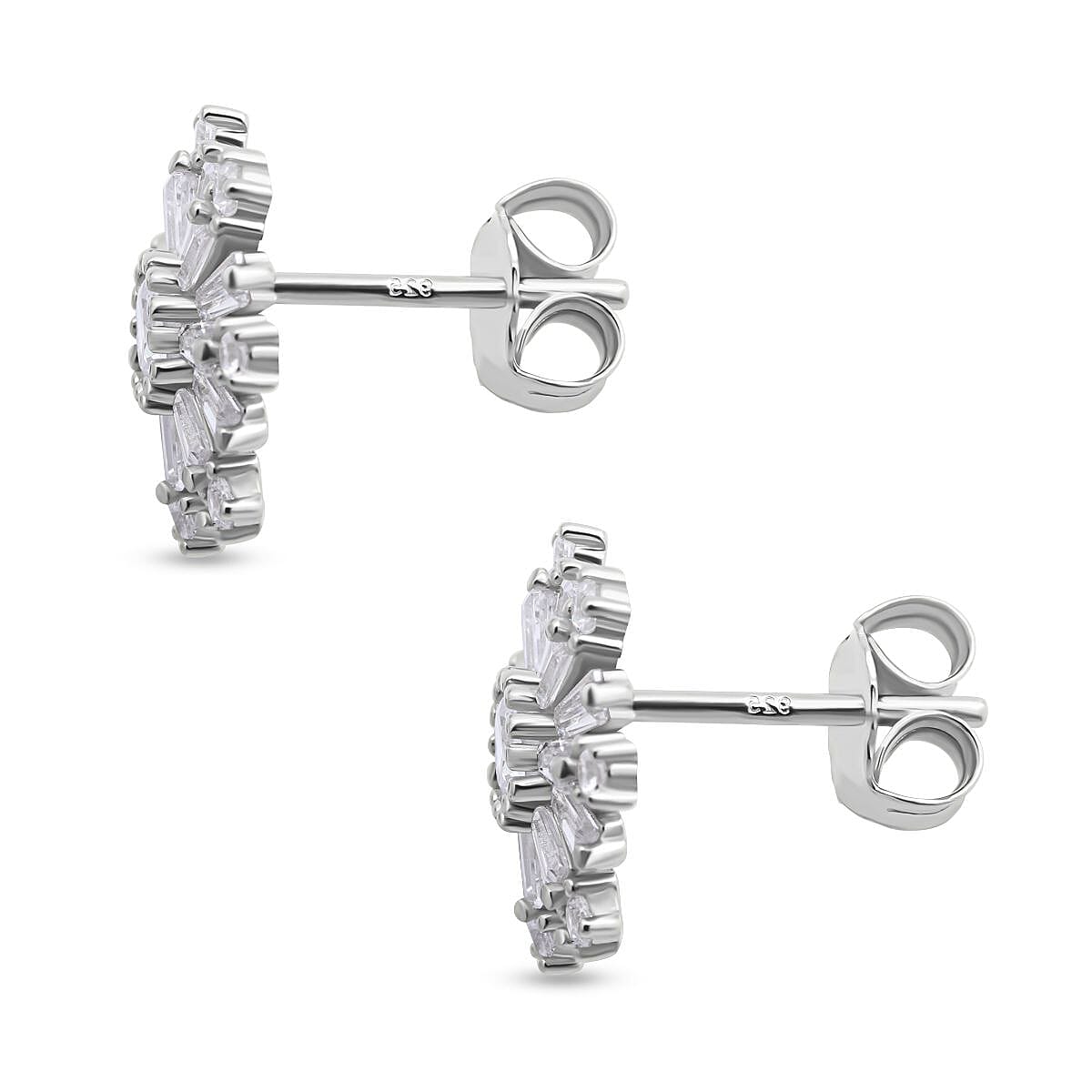 NY Closeout - Cubic Zirconia Earrings in Rhodium Overlay Sterling Silver